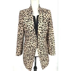 FloryDay‎ Blazer/Suit Womens Leopard Print Long Sleeve Open Front Size Small